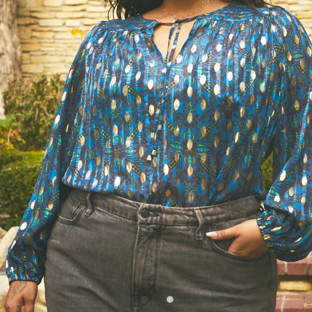 NWT The Odells going-out blouse, sheer w/ gold metallic accents, size 3X - Picture 5 of 8